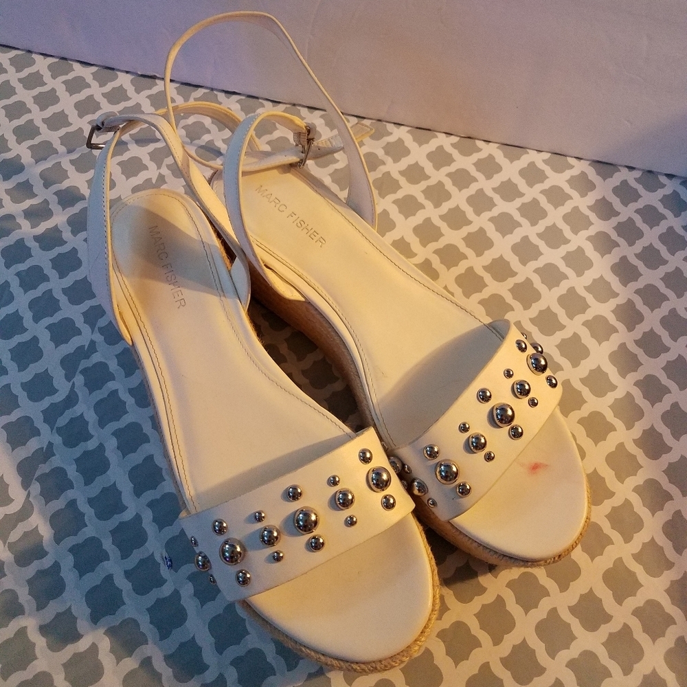 Marc Fisher Studded White Espadrilles 9.5